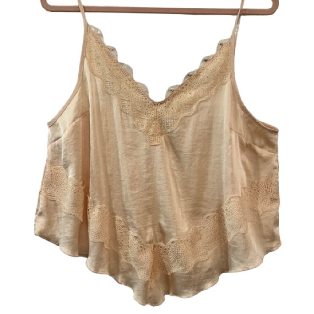 Intimately Free People Peach Blush Satin Lace Cami size L - Picture 6 of 6